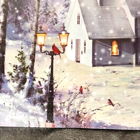 Lighted canvas wall print. Beautiful church on a snowy day. - Picture 3 of 10